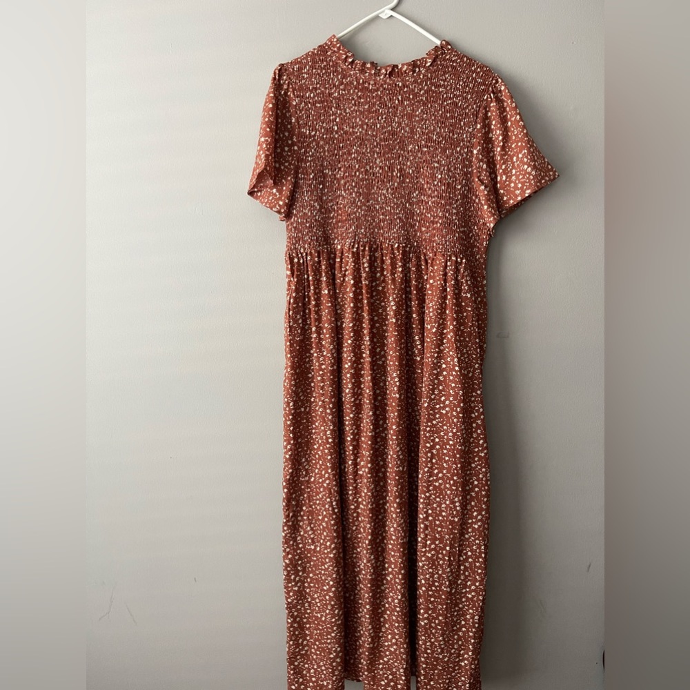 Burnt orange midi dress